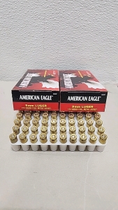 (100) American Eagle 9MM Luger 124gr FMJ Ammunition Cartridges