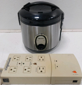 (1) Aroma Rice Cooker (1) Supermax Surge Protector