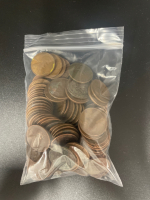 (3) Bags of Assorted Buttons Including The Beatles and Disneyland (1) Bag of 105 Wheat Pennies 1909-1958 (2) .925 18” Necklaces - 3