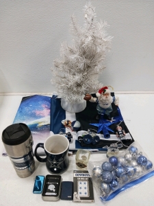 (3) Assorted Tapestry (1) 20" White Light-Up Tree (2) Cowboys Coffee Cups (3) Zippo Lighters & Assorted Cowboys Stuff