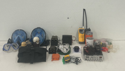 (2) Full Face Snorkel Masks (2) Radio Shack Hand Held CB Radios (1) Cobra CB Radio & More