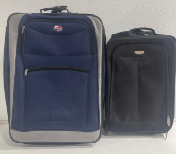 (1) American Tourister 30” x 19” x 10” Large Suitcase (1) Concoarse 22” x 15” x 6” Small Suitcase