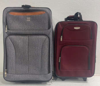 (1) P 25” x 16” x 8” Large Suitcase (1) Concoarse 22” x 15” x 6” Small Suitcase