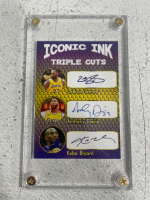 (1) Full Binder of Tops Baseball Cards (1) Iconic Ink Triple Cuts Limited Edition of 1000 Facsimal Triple Cut Autographs of LaBron James, Anthony Davis, & Koby Bryant - 3