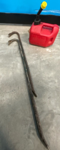 (2) Solid Metal Crowbar w/ Hook End & 1 Gallon Gas Can