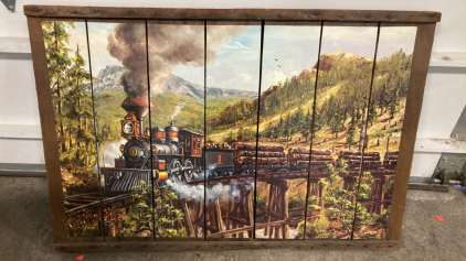 Train Print on Wood