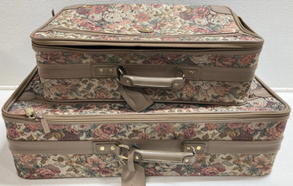 2pc Vintage Floral Luggage Set