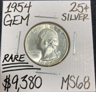 1954 MS68 RARE Silver Washington Quarter