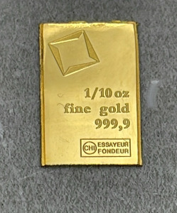 (1) Authentic 1/10 Oz. .9999% Pure Gold Bar