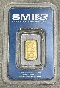 1 Gram .9999% Pure Gold Bar