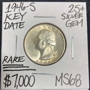 1946-S MS68 RARE Key Date Silver Washington Quarter