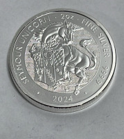 (1) 2024 Seymour Unicorn/Charles III The Royal Mint 2-Ounce 999.9 Fine Silver Round