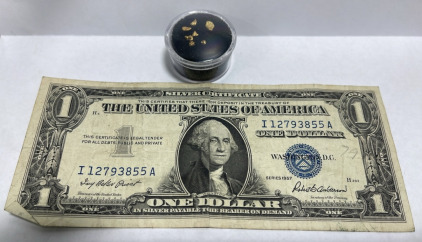 1957 One Dollar Silver Certificate, Approximately .5 Grams Gold Nuggets