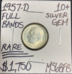 1957-D MS68FB RARE Full Bands Roosevelt Dime