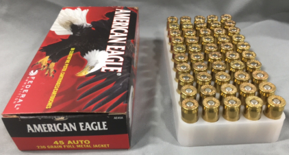 (1) Box Of (50) Federal/American Eagle, 45 Auto Ammunition