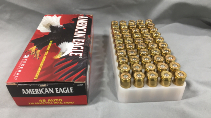 (1) Box Of (50) Federal/American Eagle, 45 Auto Ammunition