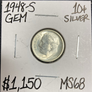 1948-S MS68 Silver Gem Roosevelt Dime