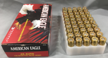 (1) Box Of (50) Federal/American Eagle, 45 Auto Ammunition