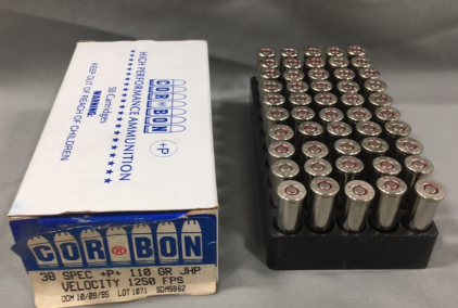 (1) Box Of (50) Corbon 38 Spec +P Ammunition