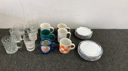 Plates, Coffee Mugs, and Drinking Glasses