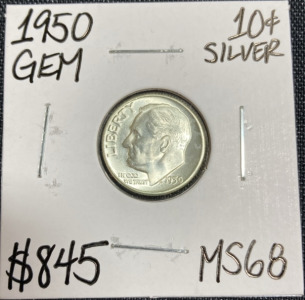 1959 MS68 Gem Silver Roosevelt Dime