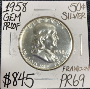 1958 PR69 Gem Proof Franklin Half Dollar