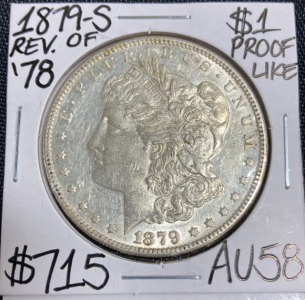 1879-S AU58 Reverse of 1878 Prooflike Morgan Dollar