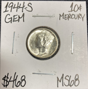 1944-S MS68 Gem Silver Mercury Dime