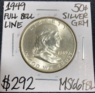 1949 MS66FBL Full Bell Line Franklin Half Dollar