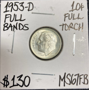 1953-D MS68FB Full Bands Silver Roosevelt Dime