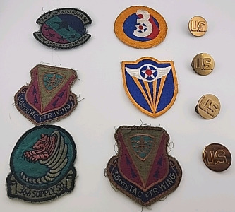 (6) Original US Army Air Force Military Patches Including 366th TACTICAL Fighter Wing Patch!! (4) Original WW2 US Army Collar Insignia Disc's