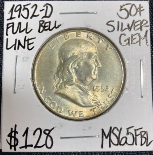 1952-D MS65FBL Full Bell Line Franklin Half Dollar