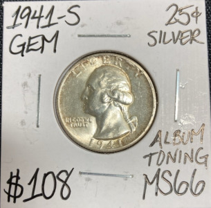 1941-S MS66 Gem Silver Washington Quarter