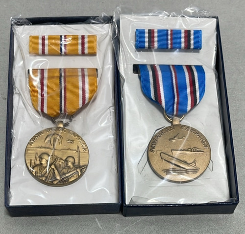 WWII American/Asiatic Pacific Campaign Medals And Bars In Cases