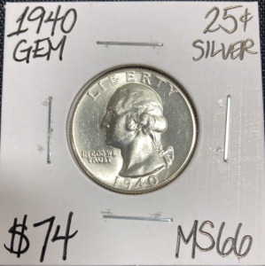 1940 MS66 Gem Silver Washington Quarter