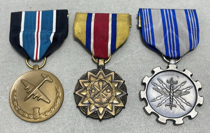 (1) US Army Airforce Post WWII German Berlin Airlift Medal, (1) US Army Reserve Achievement Medal, Air Force Achievement Medal