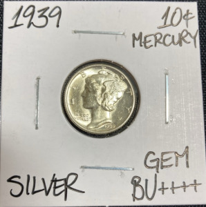 1939 Gem BU++++ Silver Mercury Dime