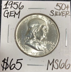 1956 MS66 Gem Silver Franklin Half Dollar