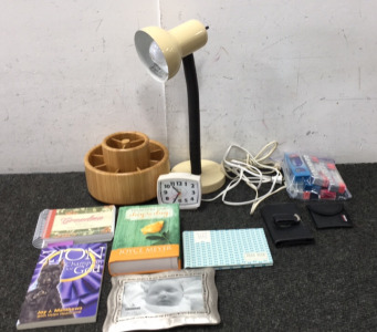 Desk Lamp, Wood Pencil Organizer, Alarm Clock and More