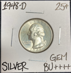 1948-D Gem BU++++ Silver Washington Quarter