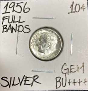 1956 Gem BU++++ Full Bands Silver Roosevelt Dime