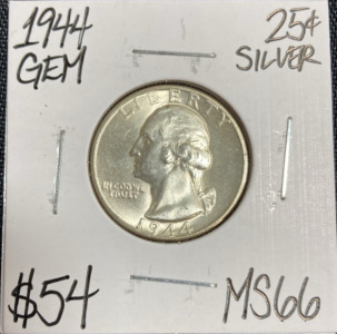 1944 MS66 Gem Silver Washington Quarter