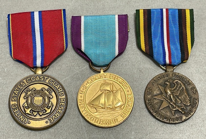 (1) United States Coast Guard Reserve Good Conduct Medal, (1) United States Coast Guard Distinguished Service Medal, (1) Armed Forces Expeditionary Service Medal