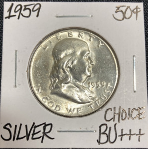 1959 Choice BU+++ Silver Franklin Half Dollar