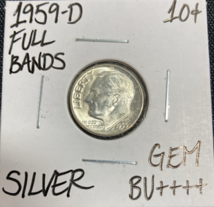 1959-D Gem BU++++ Silver Roosevelt Dime