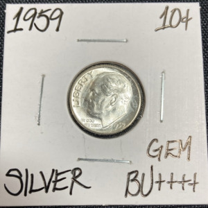 1959 Gem BU++++ Silver Roosevelt Dime