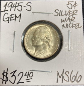 1945-S MS66 Silver Gem War Jefferson Nickel