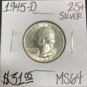 1945-D MS64 Silver Washington Quarter