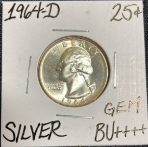 1964-D Gem BU++++ Silver Washington Quarter