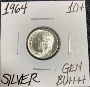 1964 Gem BU++++ Silver Roosevelt Dime